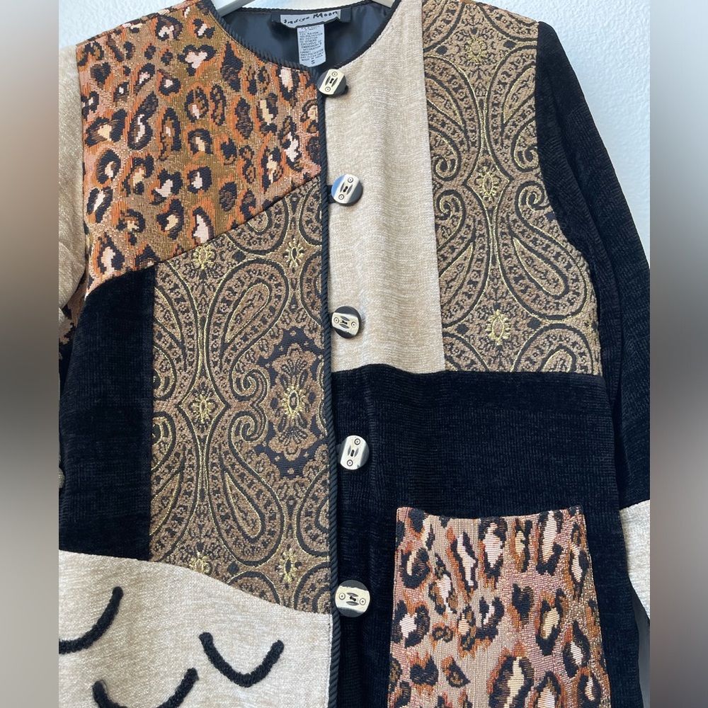 Vintage 90s Indigo Moon Patchwork Animal Print Jacket Blazer Like New SZ Small - Picture 4 of 4